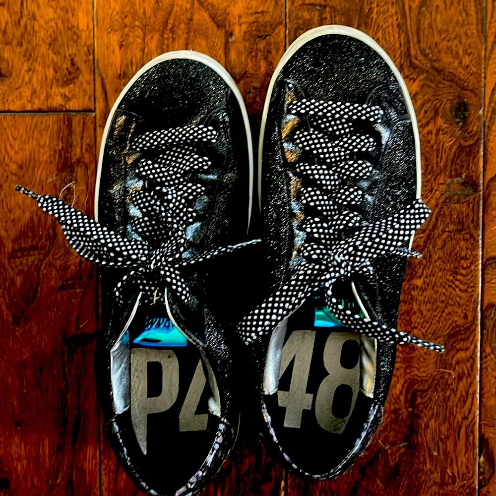P448 Black Glitter Sneakers